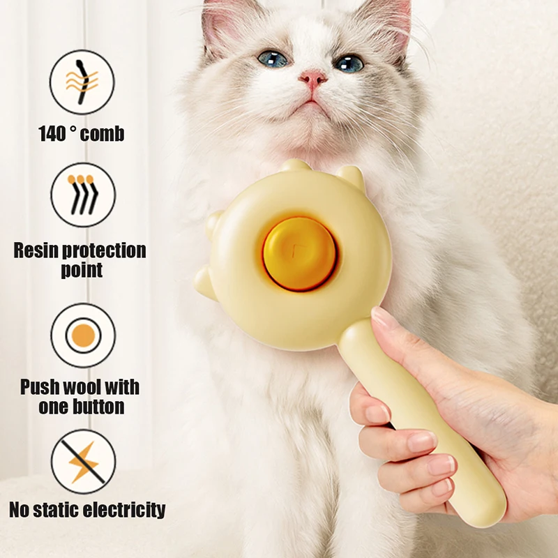 

Cat Comb Massage Universal Self-Cleaning Grooming Brush Hair Removes Tangled Puppy Kitten Cat Grooming Cleaning Accessories