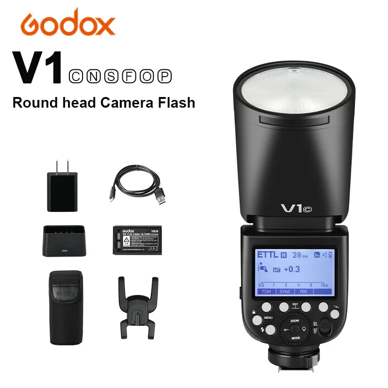 Godox V1 Flash TTL 1/8000s HSS с круглой головкой и литий-ионной батареей Speedlite Kit для Canon Nikon Sony