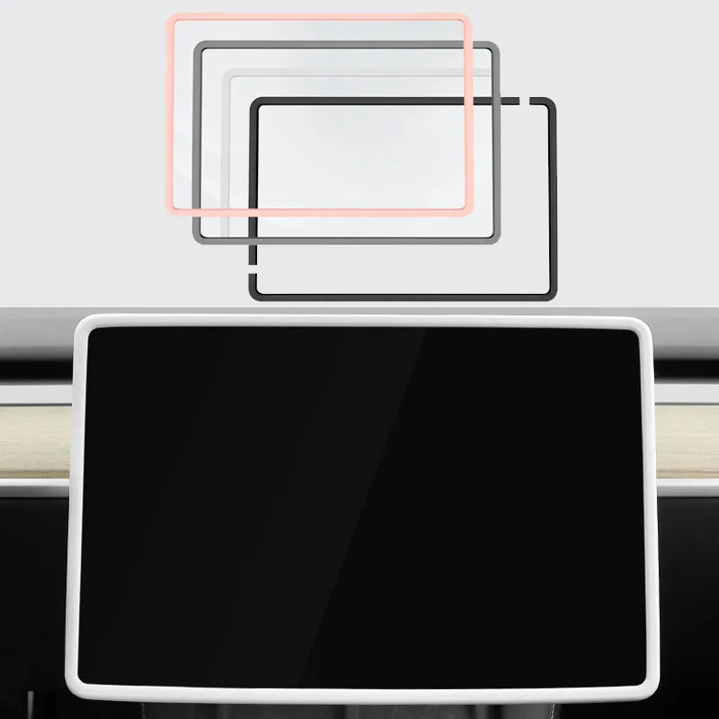 

For Tesla Model 3 Model Y Silicone Protective Trim Cover Central Control Navigation Screen Protector Frame Black Pink White Grey