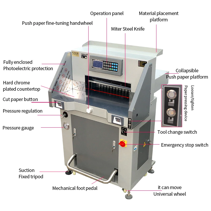 Автоматический гидравлический резак для бумаги 520R промышленный сверхмощный