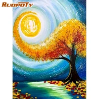 ruopoty diy pictures by number tree kits drawing on canvas painting by numbers scenery hand painted paintings gift home decor