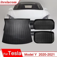 model y 2022 trunk mat tpe waterproof pad accessories for tesla%c2%a0model y rear trunk cargo tray floor mat anti slip easy clean
