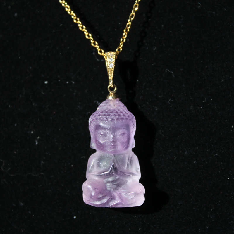

Натуральный аметистовый кулон Будда