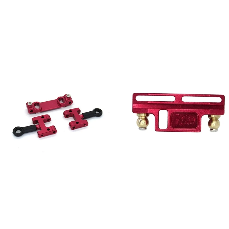 

For WPL D12 1/10 Metal Upper Swing Arm Set Spare Red & Metal Steering Group Assembly Steering Block Spare Red