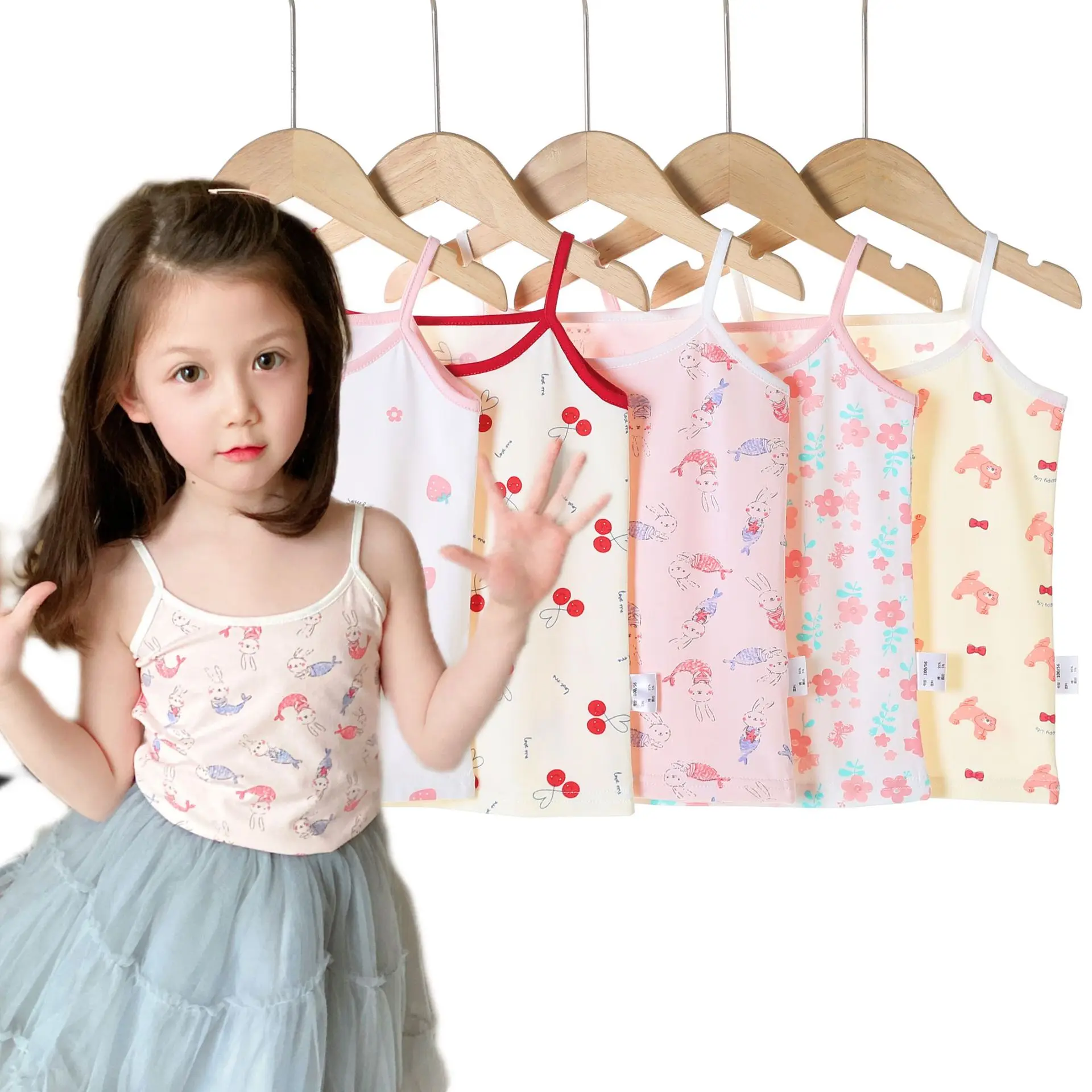 

Girls Cotton T Shirt Summer Camisole For Children Sleeveless Shirts Cartoon Tops 2 To 8 Years Kids Vest Baby Undershirt Singlet