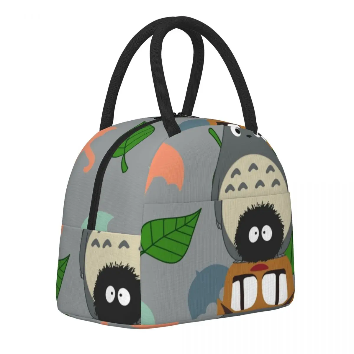 

Сумка для ланча Totem Totoro с принтом зонтика и листьев, уличный Ланч-бокс для пикника, повседневная графическая Термосумка-тоут, Портативная су...