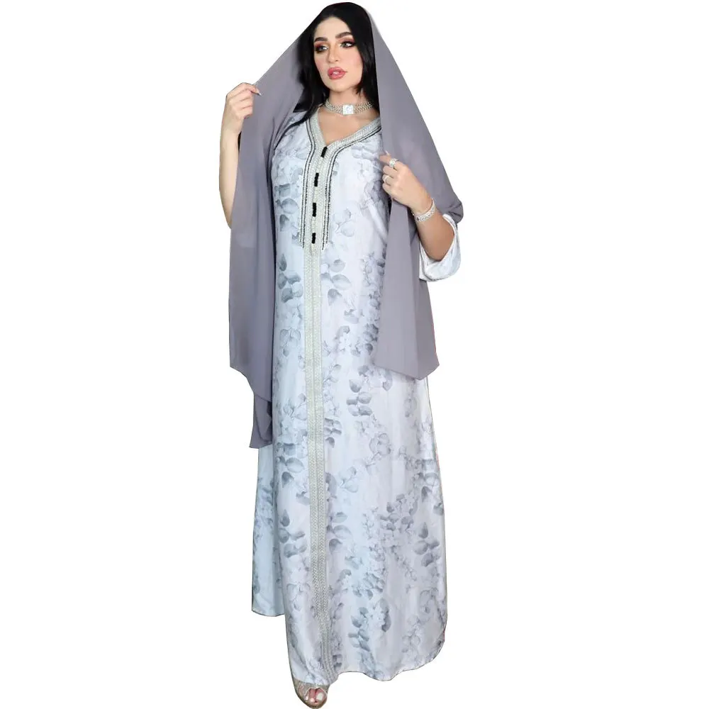 Women Dubai Abaya Djellaba Femme Loose Maxi Muslim Dress Jalabiya Long Sleeve Braid Trim Islamic Arab Gown Party Evening Morocco
