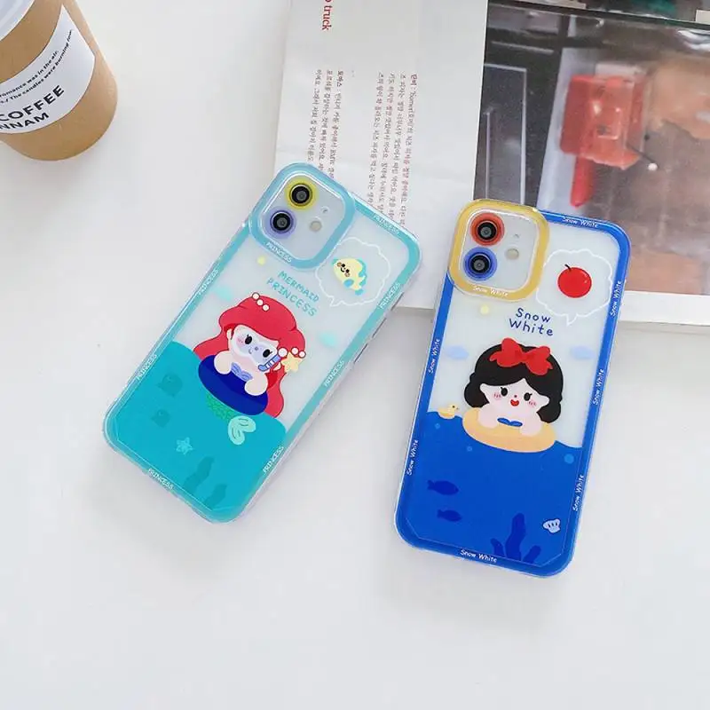 

Disney Mermaid Snow White Phone Case for iPhone X XR XS 7 8 Plus 11 12 13 pro MAX 13mini cover