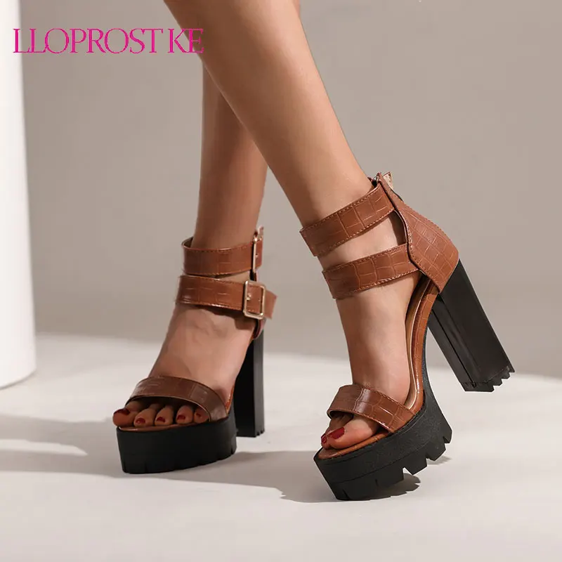 

Lloprost ke 2022 New Summer Women Rome Shoes Woman Sandals Platform Thick High Heel Peep Toe Sandals buckle Banquet Shoes Black