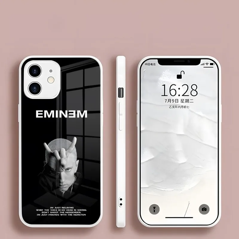 

Eminem American Male Rap Singer Phone Case Glass White For Iphone 14 13 Pro Max 12 11 Xr X Xs Mini 6 7 8 Plus Se 2022 2020