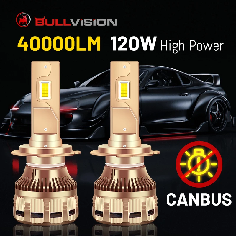 Светодиодные фары H7 120 лм H4 H11 турбо 9005 Вт высокая мощность Canbus H1 H8 HB4 HB3 9006 Лампа 6000K