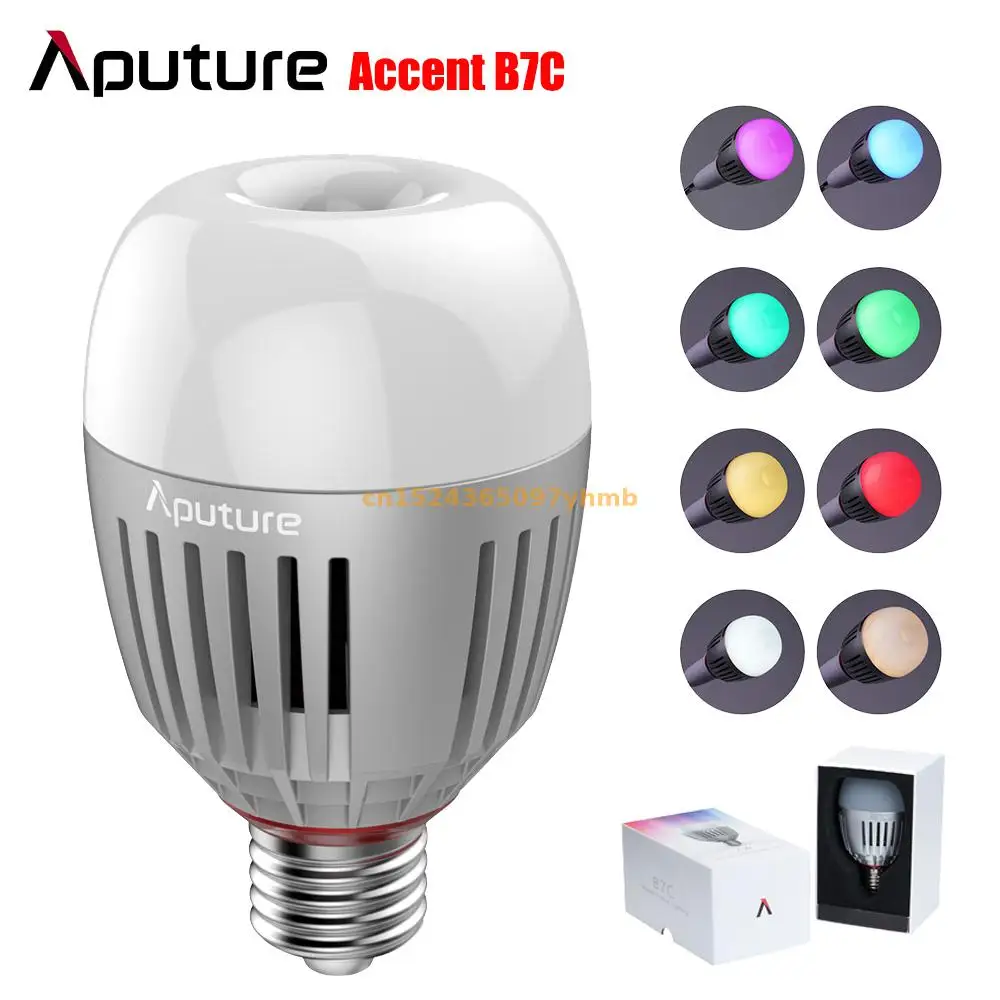 

Aputure Accent B7C 7W RGBWW LED Smart Light Bulb 2000K-10000k CRI 95+ TLCI 96+ Sidus Link App Control Battery DC Mode lights