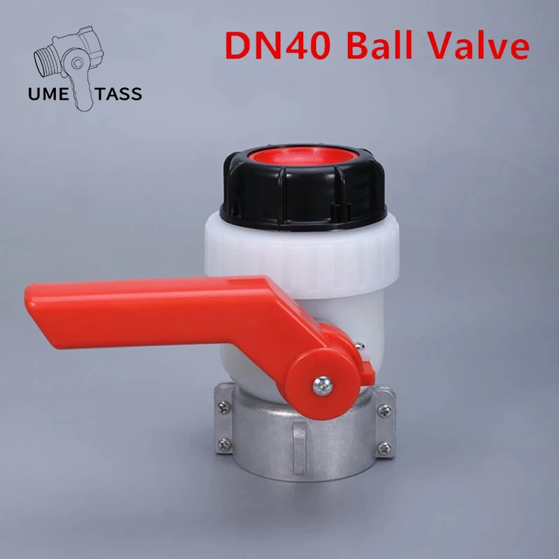 

DN40 Ball Valve for 1000L Water IBC Tank Container Chemical Barrel adapter Acid and Alkali Resistant fittings