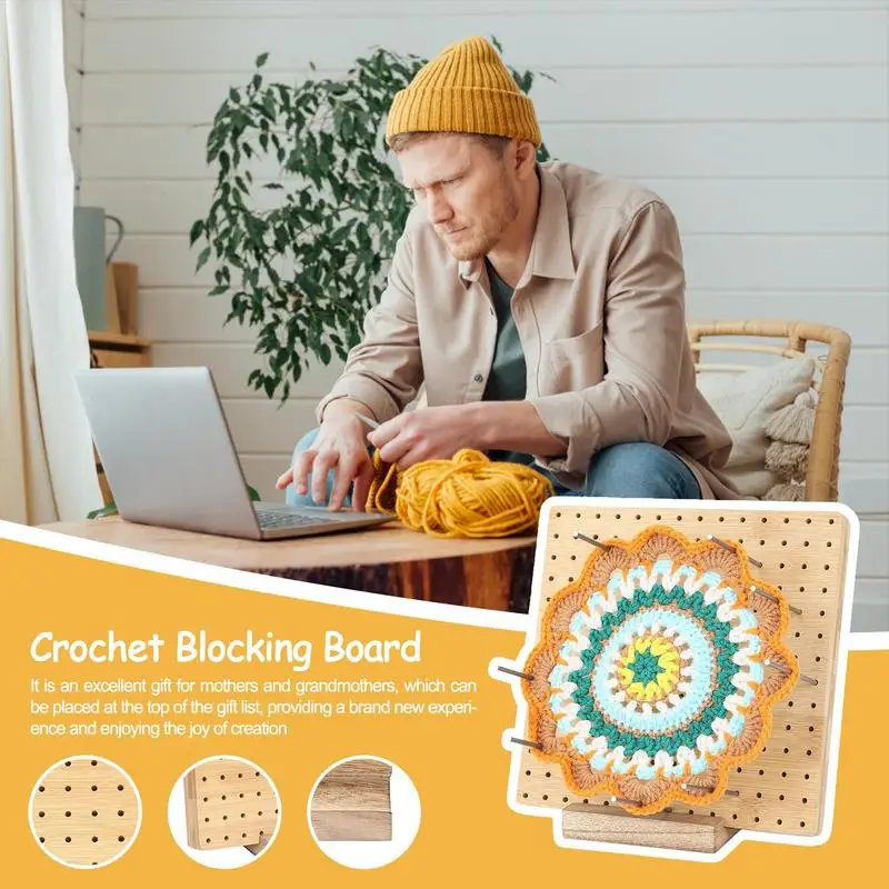 

Crocheting Wooden Blocking Board Granny Square Weaving Crochet Board Setting Sewing Knitting Art Crafting Mat Blocking Board