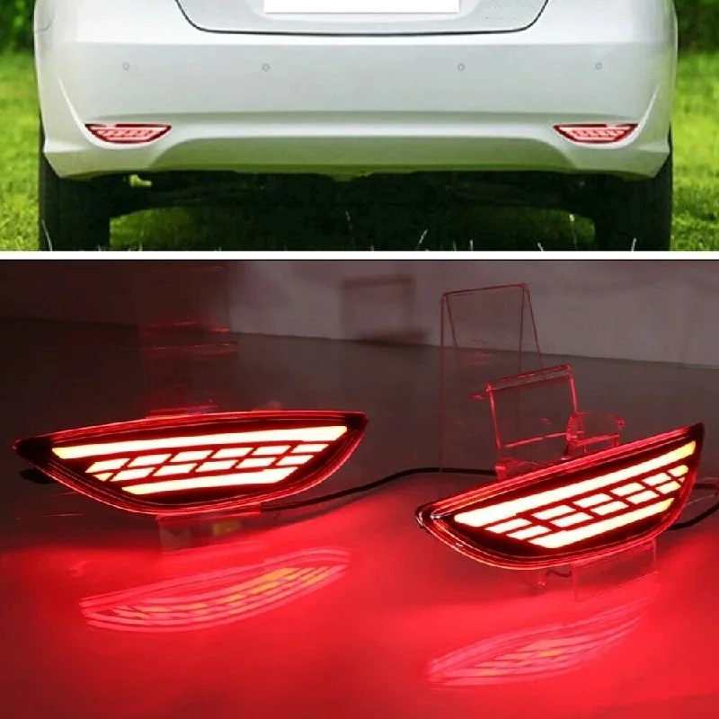 

1Set Rear Bumper Reflector Brake Light For Hyundai Accent Verna Brio Solaris 2008-2015 Red Lens LED Car Warning Fog Lamp