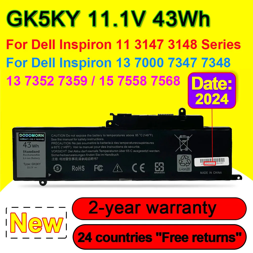 GK5KY аккумулятор для ноутбука Dell Inspiron 13 7000 7347 7348 7352 7359 11 3147 3148 3152 3157 15 7558 7568 серии 1 В 43
