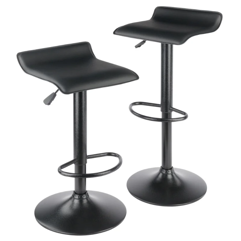 

,Winsome Wood Obsidian 2-Pc Adjustable Swivel Stool Set, Black Finish