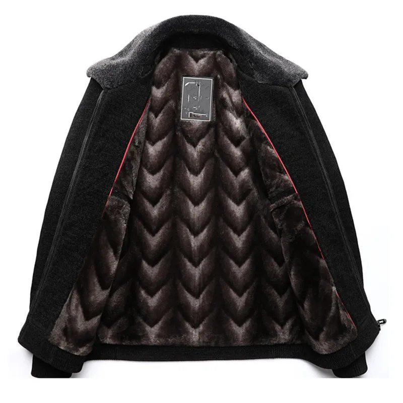 UHYTGF Middle Aged Elderly Dad Winter Parka Coat Mens Plush Thicken Cold Proof Warm Jacket Male Business Casual Men Overcoat 184