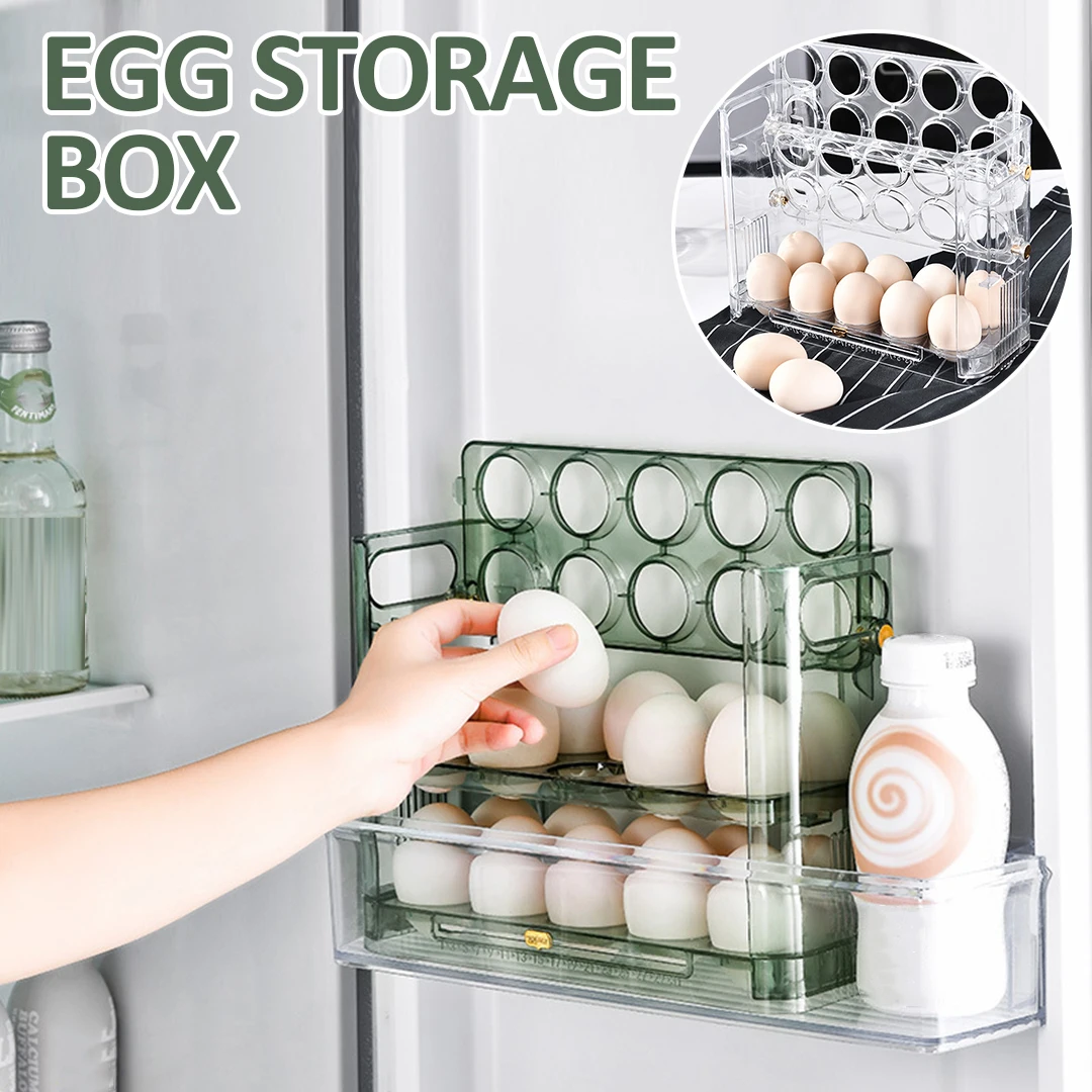 

3 Layer Egg Storage Box Refrigerator Organizer Food Containers Egg Fresh-keeping Case Tray Dispenser Kitchen Storage Boxes