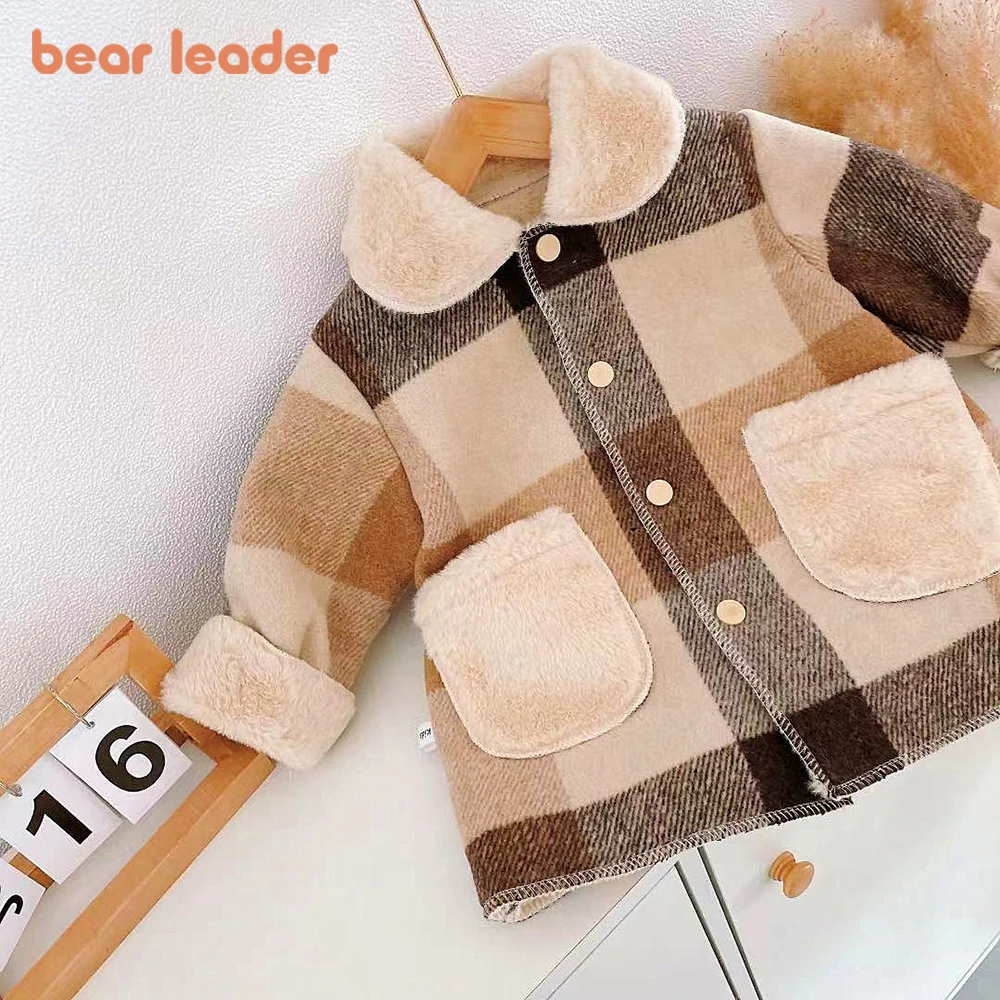 

Bear Leader Girls Overcoat Winter Girls Long Thick Warm Plaid Fleece Coat Fashion Outerwear Baby Kids Children Clothes Outfits
