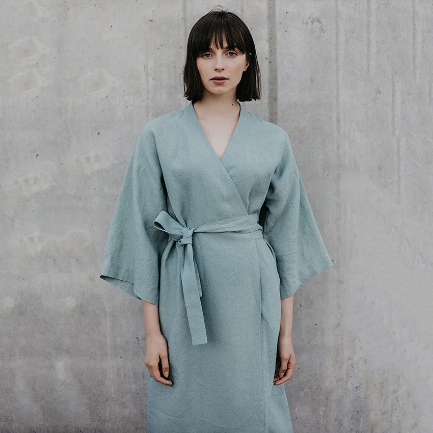 Kimono Robes For Women Cotton Coverage Mid-Calf Dresses Women's Three Quarter Sleeve Bathrobes Sleepwear 2023 New