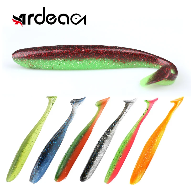 

Ardae 10pcs 90mm/4.5g Soft Lure Fishing Bait Silicone Easy Shiner T-tail Wobbler Relax Artificial Double Color Bass Perch Leurre