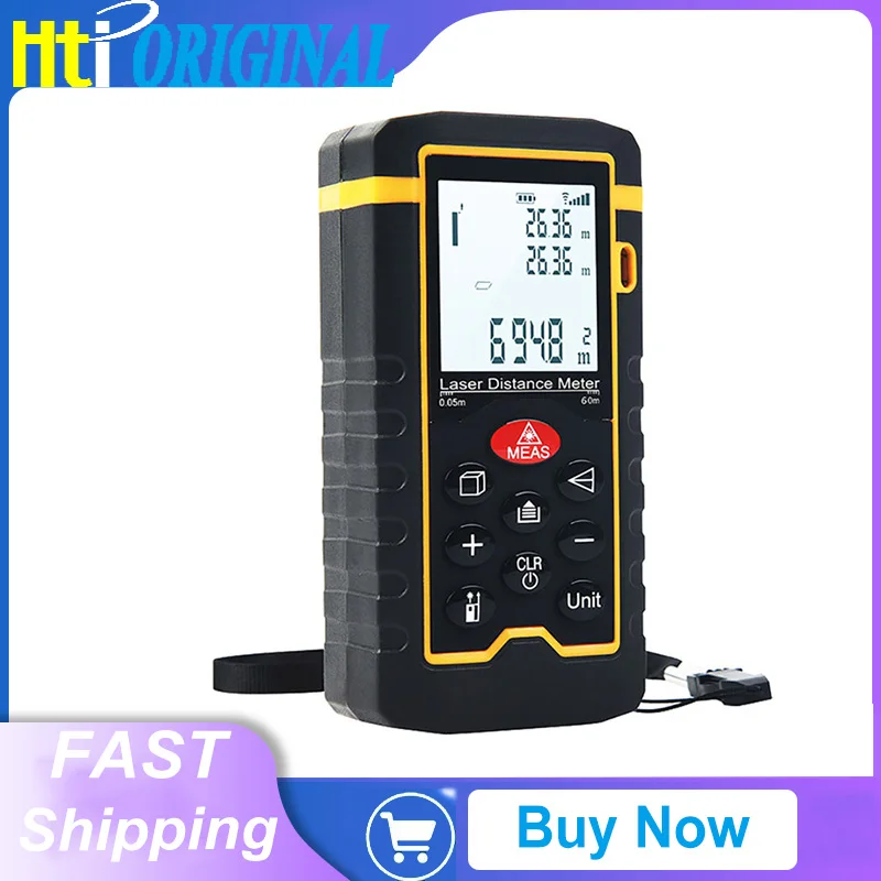 

Hti Laser Distance Meter 60m Digital Rangefinder Trena Laser Tape Range Finder Building Measure Device Ruler Test Tools