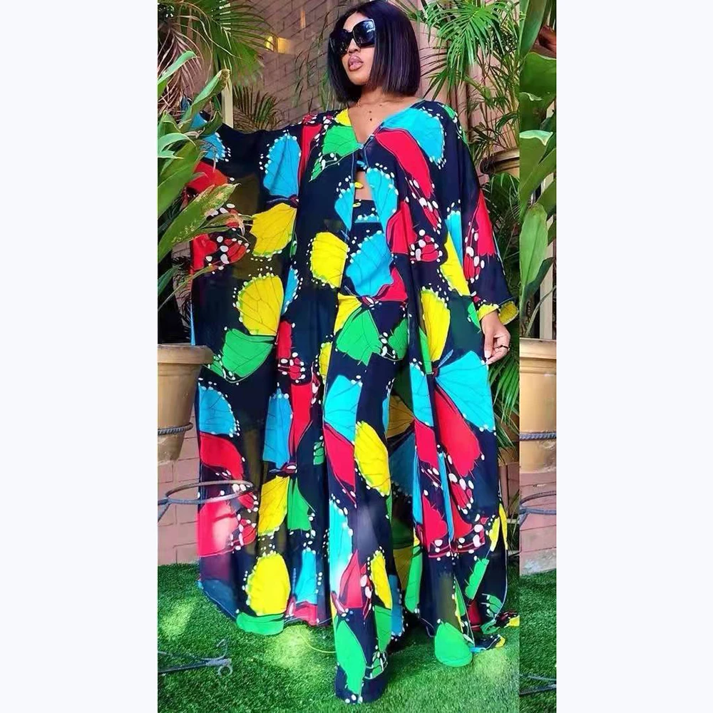 Комплект из двух предметов платье с рукавом летучая мышь и брюки Африканским