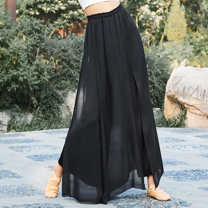 Классические танцевальные брюки для взрослых свободные двухслойные с разрезом и