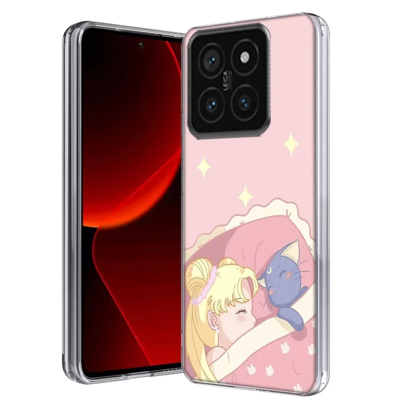 Sailor Moon Anime Clear Phone Case For Xiaom Mi 12 12T 11T 10T 9T 13 11 10 9 8 Lite CC9 CC9E Pro 6X 5X A1 A2 A3 Cover Coque