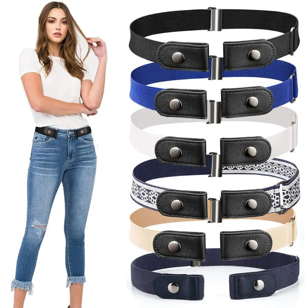 Unisex Buckle-Free Elastic Belt for Jeans Pants Dress Stretch Waist for Adult Women Men No Buckle Without Buckle Free Belts Hot