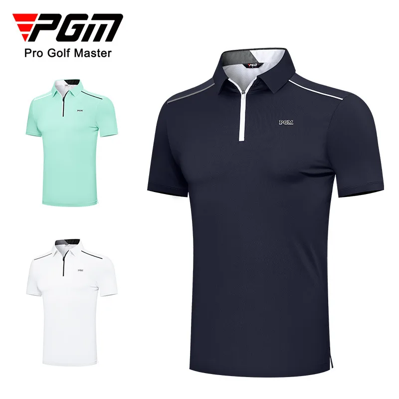 

PGM Men's Golf Short Sleeve T-Shirt Summer Sports Breathable Quick Drying Sweatwicking Zip Polo Golf Clothing Men YF574