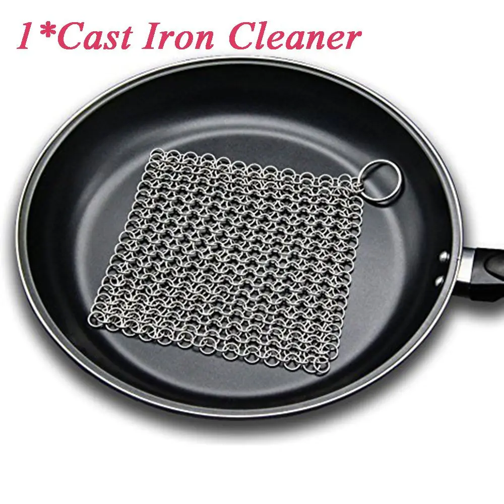 Wash Cookware Scrubber Square Wok Chainmail Circular Ring Ki
