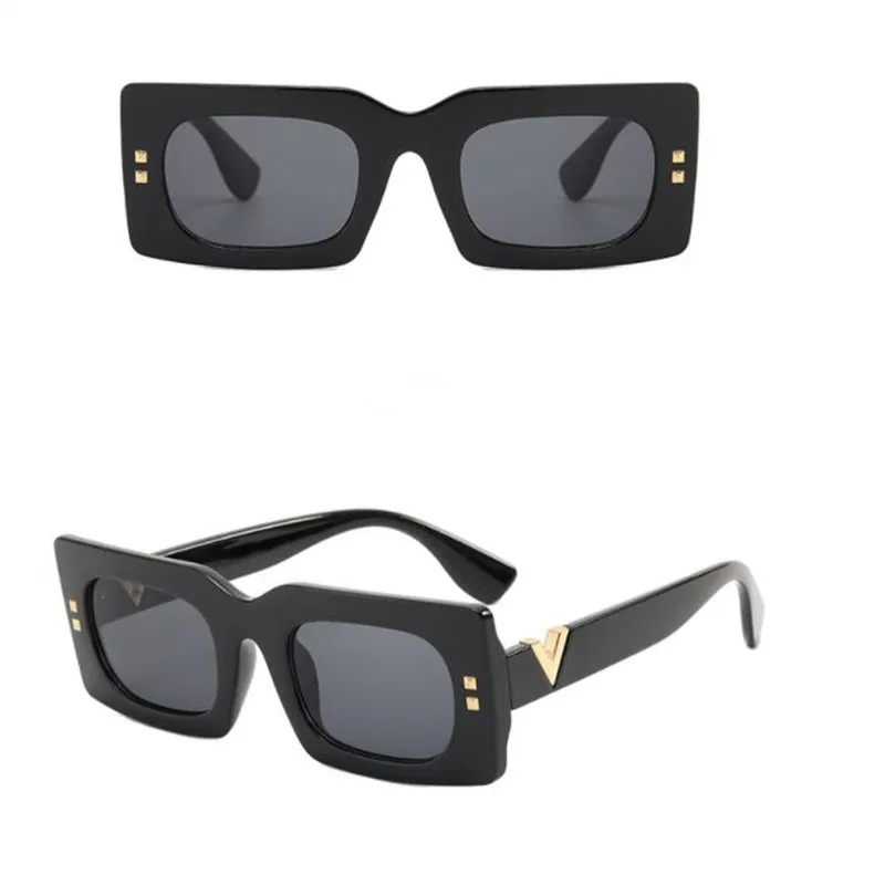 

Retângulo pequeno feminino óculos de sol marca homem uv tons retro quadrado preto óculos de sol luxo branco decoração eyewear