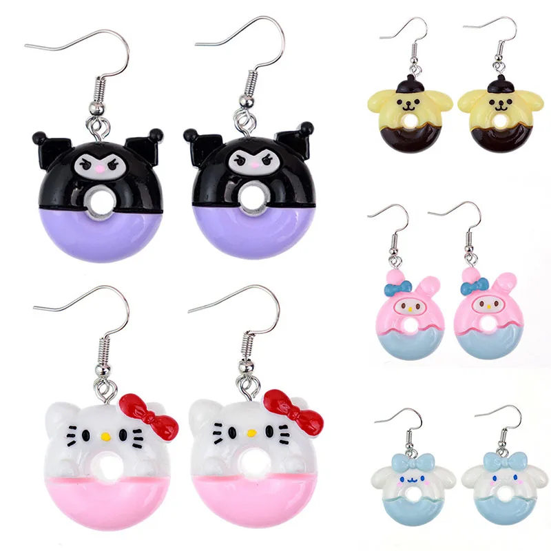 

Kawaii Sanrio серьги Hellokitty Kuromi Cinnamoroll Mymelody мультфильм милые Креативные студенческие Серьги детские ювелирные изделия подарок для девочек