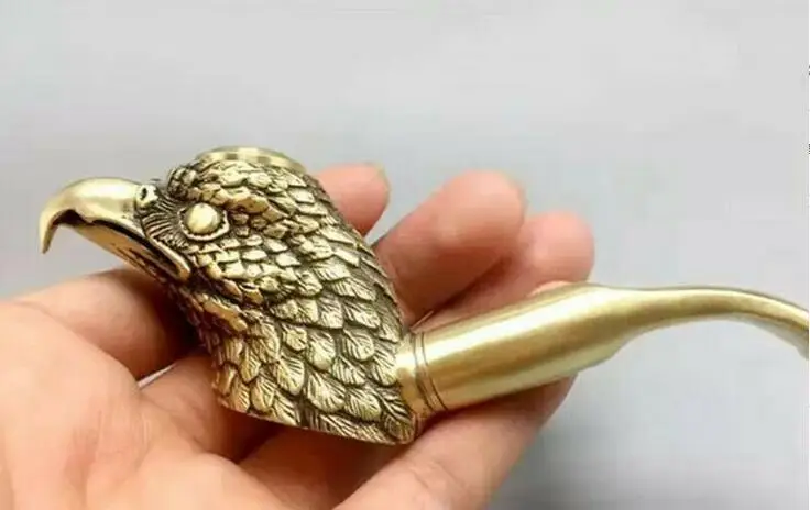 

4.7"Handmade Pure Brass Eagle Filter Big Pot Mouth Vintage Dry Pipe