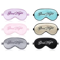 embroidered silk sleep mask adjusting button travel ventilation sleeping mask good night pattern eye patches for sleeping aid