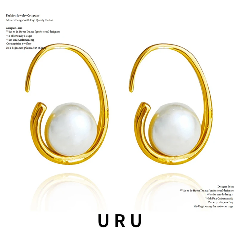 

Trendy Jewelry Round Simulated Pearl Earrings Delicate Design High Quality Copper Metal Wire Earrings For Women Party Gifts