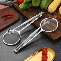 1 pc creative filter spoon with clip multi functional stainless steel colander oil frying filter fried food clip kitchen tongs