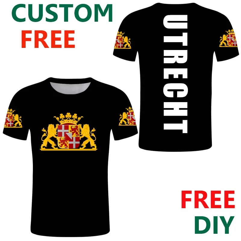 

Utrecht Dutch province flag Free Custom Netherlands city T shirt Men Emblem DIY states activity Shirts Name Number T shirt