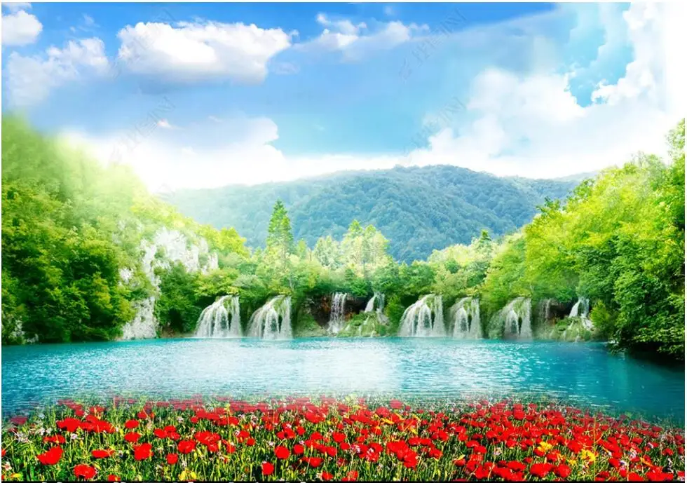 

Настенные 3d фотообои на заказ, фоны с изображением голубого неба, озер, ландшафтов и цветов, домашний декор, обои для стен, гостиной