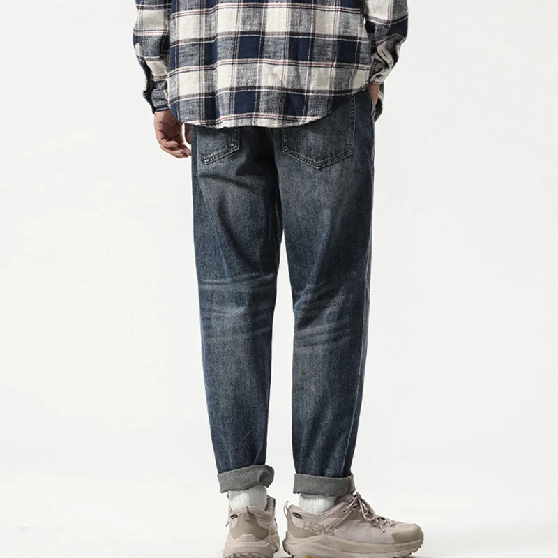 Men Clothing 2022 New Pattern Recreational Vintage Broad Leg Blue Jeans Straight Cylinder Large Loose Haren Pants Autumn Female