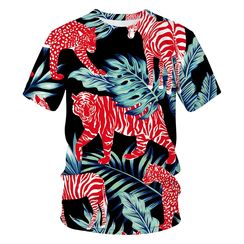 

Men 'S Short -Sleeved Clothing T -Shirts Cartoon animal tiger Breathable 3d Design Digital Printing Street Round Neck Clothing