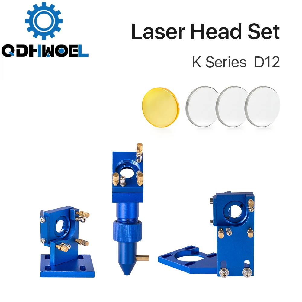 

QDHWOEL K Series Blue Golden CO2 Laser Head Set with Lens Mirror for 2030 4060 K40 Laser Engraving Cutting Machine