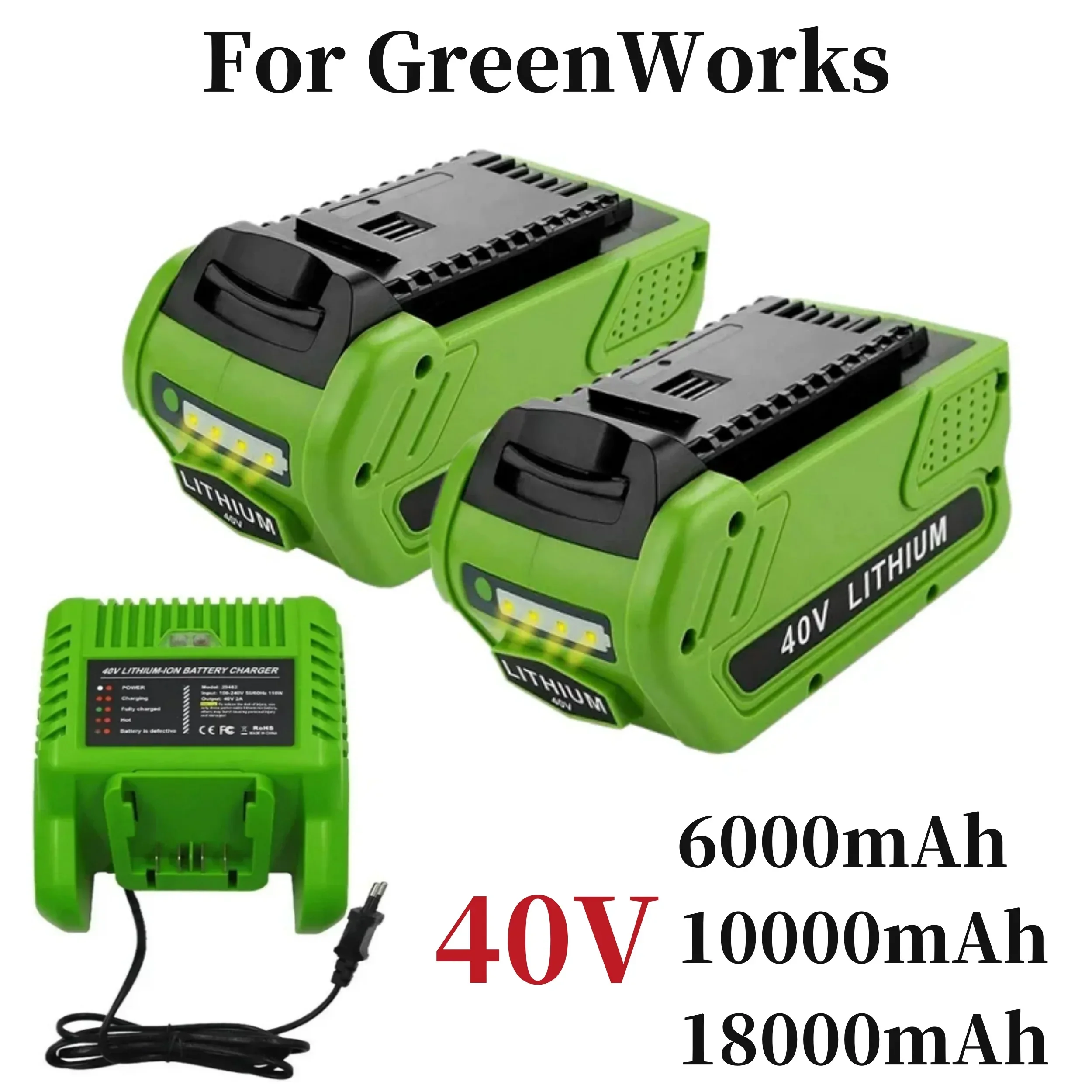 GreenWorks 40V G-MAX 29252 20202 22262 27062 21242 Замена электроинструментов 18000mAh 6000mAh литий-ионная