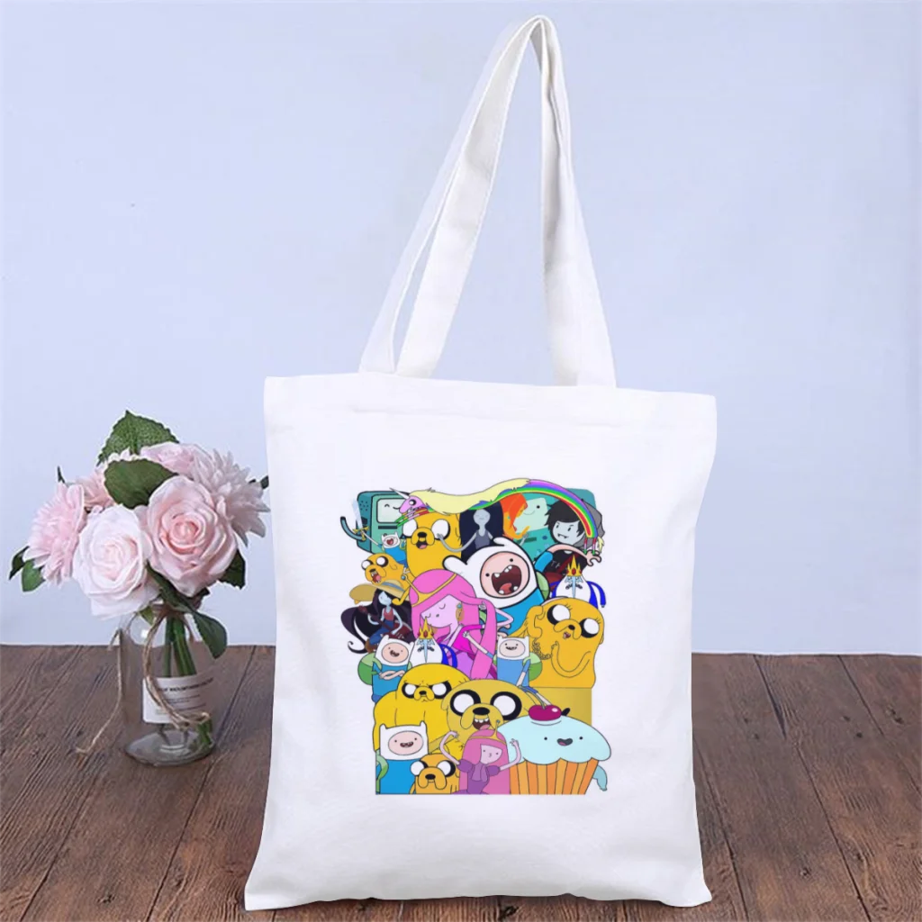 

CollectionHandbag Adventure Time Animated TV Series Shoulder Canvas Bags Unisex Pocket Travel Shopper HandBags Kawaii Tote Bag