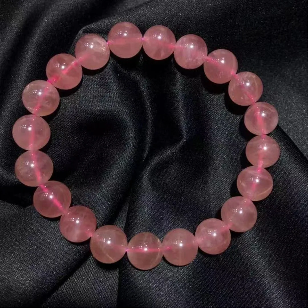 

Браслет из натурального розового кварца, ювелирное украшение для женщин и мужчин, со звездой и кристаллами, Мадагаскарский камень, 10 мм AAAAA