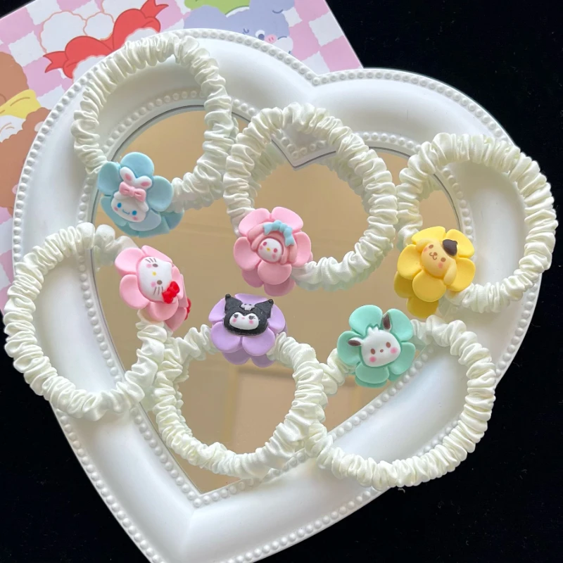 

Цветочная повязка для волос с изображением большого кишечника Sanrio Kawaii Cinnamoroll My Melody, повязка для волос с изображением сердца для девушек, рож...