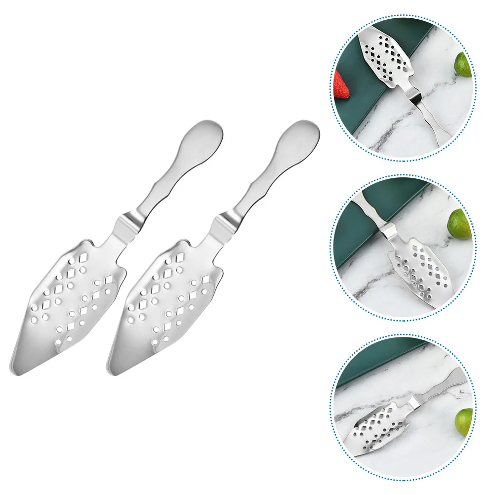 

2Pcs Practical Serving Spoon Spoons Stainless Steel Multi-function Wormwood Spoon Absinthe Spoon for Kitchen Cocktail Bar