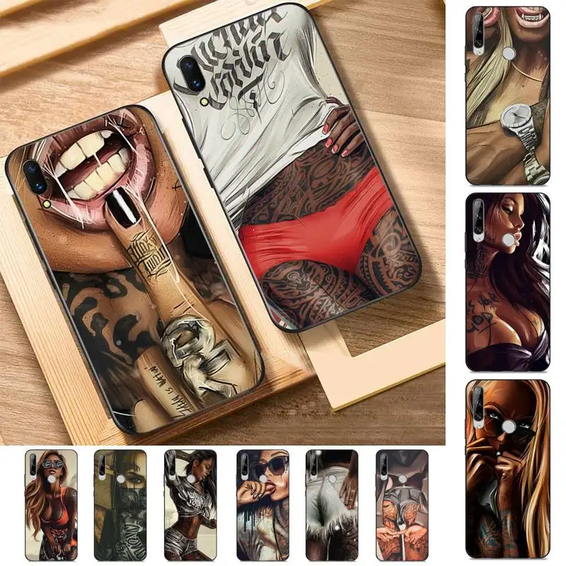

Sexy Sleeve Tattoo Girl Phone Case for Huawei Y 6 9 7 5 8s prime 2019 2018 enjoy 7 plus